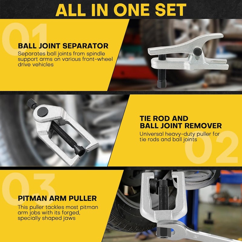 Acymner Ball Joint Separator Kit | 5 in 1 Pitman Arm Puller, Tie Rod End Tool Set, Splitter Removal Kit for Front End Service (Red) - Image 3